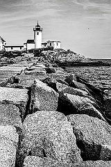 Jetty in Front of Eastern Point Lighthouse -BW